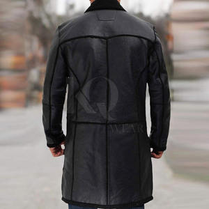 Abrigo de cuero inteligente para hombre, diseño largo y sencillo, perfecto para la oficina en invierno y la moda urbana. - Product Image 4