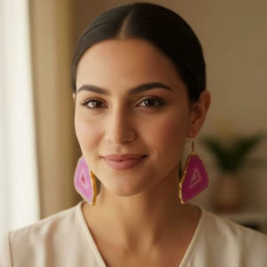 ต่างหูห้อยประดับด้วยหินดรูซี่ธรรมชาติทำมือ ชุบทองไมครอน สำหรับผู้หญิง สไตล์โบฮีเมียน เครื่องประดับคริสตัล - Product Image 2