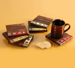 จานรองแก้วไม้ที่มีลวดลายดอกไม้กลมเป็นชุดตกแต่งบ้านที่หรูหราในราคาขายส่ง - Product Image 2