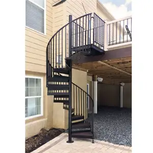 Superhouse Customized Design Metal Steel Stair Carbon Stainless Steel Spiral Staircase Outdoor