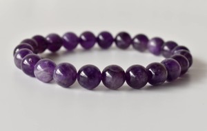 Bracelet élastique perlé de style classique populaire avec perle en améthyste, bijoux de mode pour hommes, femmes, filles et garçons - Product Image 5