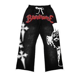 Ensemble sweat à capuche et pantalon de survêtement personnalisé évasé à fermeture éclair pour hommes hiver fabricant patch de détresse - Product Image 5