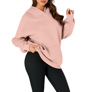 Sweat à capuche oversize en polaire pour femme, logo personnalisé, décontracté, épaules tombantes, vêtements d'automne et d'hiver, motif élégant sur le devant - Product Image 4