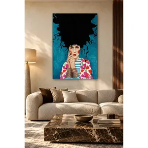 Fida, femme aux cheveux bouclés et aux poignets attachés, impression sur toile - Product Image 1