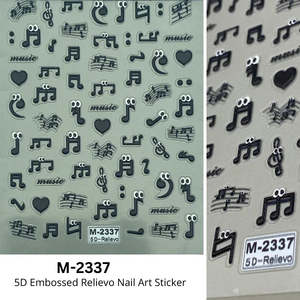 สติ๊กเกอร์ติดเล็บ 5D ลายหัวใจประดับเพชร ธีมดนตรี สำหรับสาวๆ ตกแต่งเล็บสร้างสรรค์ที่บ้าน - Product Image 1