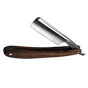 Rasoirs professionnels en acier inoxydable de rasoir de barbier de bord droit pour les hommes rasoir de barbier de poignée en bois - Product Image 1