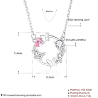 FDXZ-208 S925 Sterling Silver Bow Pendentif Ras Du Cou Femmes Rose Zircon Papillon Goutte Diamant Collier Guirlande Conception Fine Jewelry