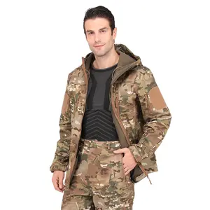Chemise camouflage imperméable pour chasse en plein air randonnée camping hiver veste polaire tactique pour hommes
