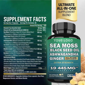 Suplemen Herbal minyak biji hitam jahe Ashwagandha lumut laut organik kapsul detoks alami & dukungan anti-inflamasi <span class=keywords><strong>60</strong></span> buah - Product Image 5