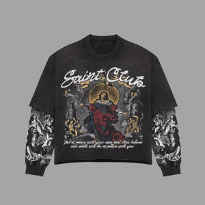 Logo personalizzato stile di tendenza serigrafia <span class=keywords><strong>Vintage</strong></span> in cotone 100% manica corta acido lavare gli uomini oversize in tela ecologica t-shirt - Product Image 2