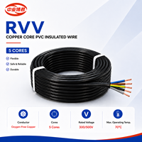 Câble en cuivre flexible RVV 5*1,5 mm, 450 V, isolé PVC, gaine isolante, pour connexion électrique intérieure et extérieure des bâtiments