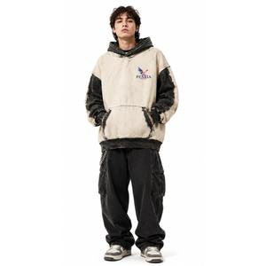 Sudadera con Capucha Extra Grande para Hombre, de Algodón Grueso, con Estampado en Aerosol, Bolsillo, Diseño de Alas Rojas, para Otoño - Product Image 2