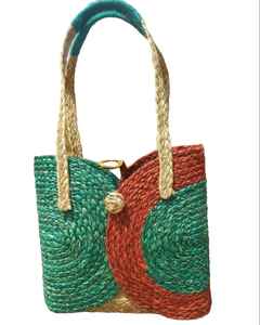 Hot Sale Unique Design Natural Handmade Eco-Friendly Natural Sabai Grass Multicolour Handbag Tassel Decoration Two Handles - Product Image 1