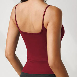 Camiseta sin mangas ajustada para mujer de alta calidad, nuevo diseño, cuello cuadrado, camisola de algodón de Color sólido, transpirable, suave, estampado de logotipo personalizado - Product Image 3