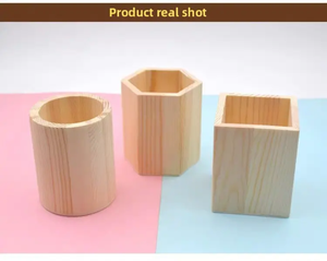 Dernier arrivage Ensemble de 4 porte-stylos en bois de manguier Pinceau de maquillage de grande capacité et autres porte-ustensiles pour le bureau - Product Image 5