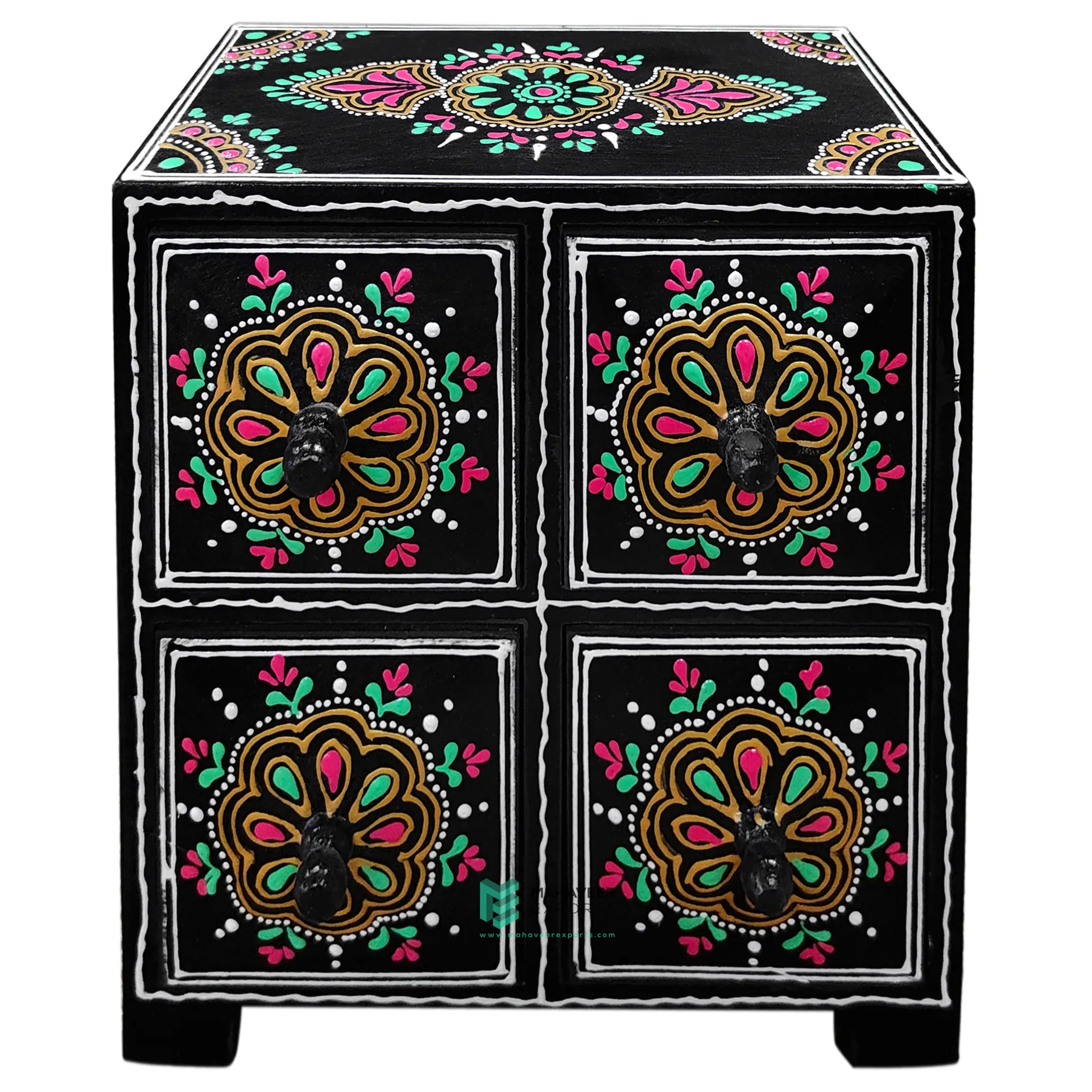 Best Selling Fine Hand Painted Wooden 4 Drawer Mini Chest of Drawers Newly Designed Small Storage Organizer Furniture for Home