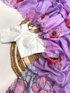 Exportation indienne qualité haute sur demande doux pur Tabby soie Saree avec impression numérique et pierre travail à la main femme exportateur de mode - Product Image 6