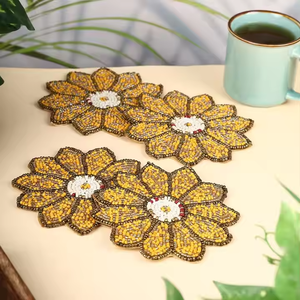 Sous-verre perlé artisanal en forme de fleur personnalisable artisanat pour la broderie de mariage croix par glowin fashion - Product Image 3