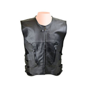 Gilet de moto en cuir véritable pour hommes, gilet en cuir blanc vintage personnalisé de couleur 2 tons - Product Image 1