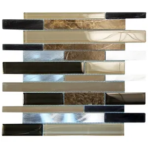 Eternital Marrón Mosaico Vidrio Mármol Metal Azulejo Cocina Baño Pared Backsplash Accesorios Producto - Product Image 1