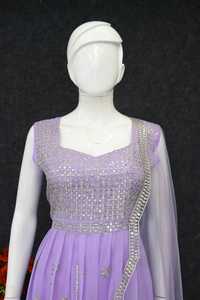 Boutique indienne robe en tissu Georgette meilleure qualité travail manuel fantaisie fil robe de travail avec Dupatta pour femmes séquence robes de travail - Product Image 5