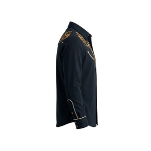 Chemise Western Cowboy Unisexe Rodeo à Boutons, Coupe Slim, Style Vintage Décontracté, Bordures Contrastantes, Personnalisable OEM, Manches Longues Brodé - Product Image 4