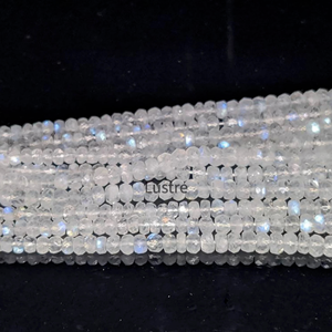 Cuentas facetadas de piedra lunar arcoíris natural de 3.5mm, blancas, valoradas por terceros, proveedor mayorista, modelo Rajasthan, marca LD - Product Image 5