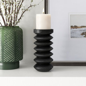 <b>Unique</b> Design Wooden Candle Holder with Black Finished Perfect for Wedding Parties and Christmas Decor Lightweight Object - Product Image 5