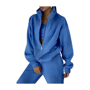 ชุดวอร์มผู้หญิงคุณภาพสูง ชุดจ็อกเกอร์พรีเมียม เสื้อสเวตเชิ้ต กางเกงสเวตแพนท์ เสื้อฮู้ดดี้แบบเรียบ ซิปวินเทจ ทรงปกติ - Product Image 1