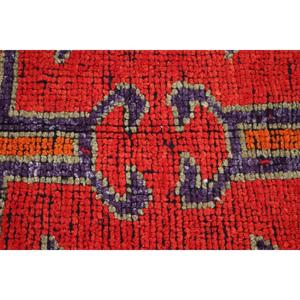 3.3x9.6 ft Rug, Vintage Herki Rug, Turkish <b>Red</b> <b>Wool</b> Solid Rug - Product Image 5
