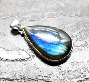 Pendentif en labradorite bleue, argent sterling 92,5 (vente en gros), pendentif en argent pur à feu bleu, cadeau de Noël - Product Image 3
