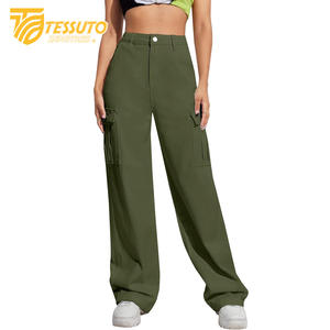 Pantalon cargo taille haute pour femme Jeans en denim taille haute élégants - Product Image 2