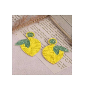 Women's Vintage Style Summer Fruit Embroidery Earrings Felt <b>Back</b> Seed Bead Avocado <b>Drop</b> Green Bead Cinto De Mayo Jewelry - Product Image 1