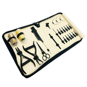 Kit d'outils professionnels pour extensions de cheveux avec étui en cuir pour pose et retrait de mèches adhésives, clips, micro-anneaux et kératine - Product Image 3