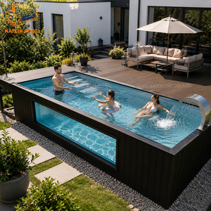 Grande <span class=keywords><strong>piscine</strong></span> semi-hors sol en verre, bois, acrylique et fibre de verre pour jardin extérieur, maison, spa - Product Image 2