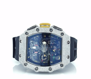 Reloj de Lujo con Incrustaciones de Moissanita para Él, con Correa de Goma, Elegante Reloj de Pulsera con Diamantes para Hombre, Regalo para Hombre - Product Image 4