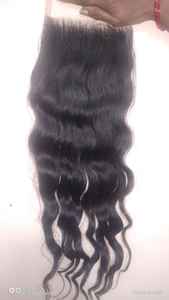 5x5 Cierre de encaje transparente 100% Cabello crudo Textura ondulada recta Cabello indio prearrancado Cierre de encaje fino Cabello súper completo - Product Image 2