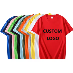Camiseta lisa en blanco de 180g/m2 de verano al por mayor, Camiseta de algodón y poliéster con logotipo impreso personalizado, camisetas de talla grande para hombre - Product Image 1