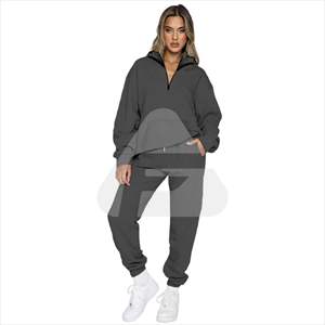Survêtement personnalisé avec logo, 2 pièces, couleur unie, femmes, sweat-shirts décontractés, ensemble de jogging à manches longues, sweat-shirt de sport, ensemble deux pièces pour femmes - Product Image 4
