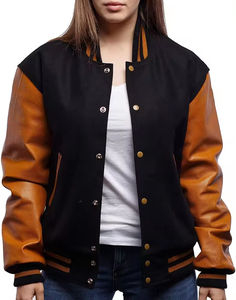 Veste d'université en cuir de laine pour hommes Offre Spéciale avec manches rétro Logo personnalisé brodé Logo à capuche avant Veste d'hiver mince - Product Image 4