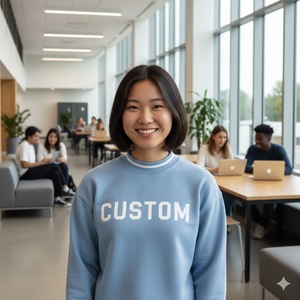 เสื้อสเวตเชิ้ตคอเต่าทรงโอเวอร์ไซส์สำหรับผู้หญิง พิมพ์ลายตามสั่ง ผลิตจากผ้าโพลีเอสเตอร์/คอตตอน เหมาะสำหรับใส่ในฤดูใบไม้ร่วงและฤดูหนาว - Product Image 1
