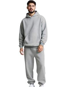Mens Heather Grey <b>Fleece</b> <b>Hoodie</b> And Jogger Tracksuit Set Winter Casual Pullover Hooded Sweatshirt Pants Streetwear For Men - Product Image 1