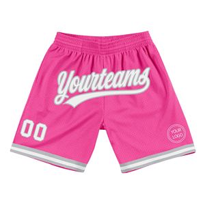 Industrie Direct Engro Sportswear Short de basket-ball personnalisé rose blanc-gris authentique Short de basket-ball rétro - Product Image 1