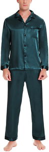 Ensemble pyjama en satin de soie pour hommes Vêtements de nuit à manches longues Pyjamas haut de costume et pantalon Ensemble 2 pièces - Product Image 4