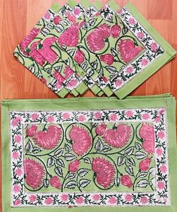 Ensemble de tapis de Table en coton imprimé à bloc de main avec serviettes pour Table à manger et à café - Product Image 3