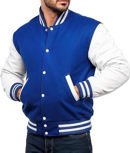 2025 nuevo OEM 100% chaquetas de béisbol universitarias de alta calidad para hombres algodón poliéster venta completa bombardero liso estilo callejero - Product Image 2