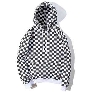 2025 New Trendy Plaid Hoodie Fleece Lined Pullover Checker Hoodies Men <b>Fashion</b> Street wear Oversized Hoodie - Product Image 2