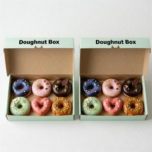 Vente en gros de boîte d'emballage biodégradable pour bouffée de dessert beignet avec logo personnalisé boîte de papier pour beignet avec anneau rempli glacé de <span class=keywords><strong>boulangerie</strong></span> - Product Image 3