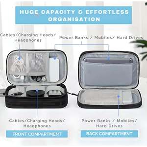 TidyTech Double-Tier Portable Electronic Accessory Organizer Plastic Office Cable Organizer with <b>Storage</b> Bags for Bathroom Use - Product Image 3