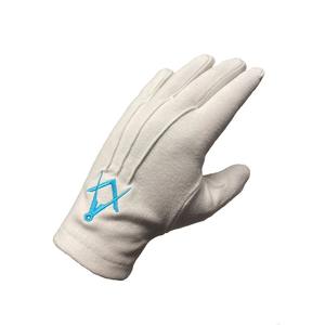 Gants maçonniques carrés brodés à la main 100% coton de haute qualité Logo personnalisé blanc pour un usage quotidien - Product Image 2